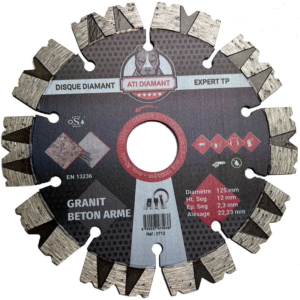 Disque laser béton armé granit segment V EXPERT